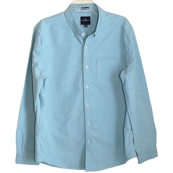 American Eagle Outfitters Button Down Shirt Men's XL Blue Long Sleeve Cotton - Picture 1 of 14